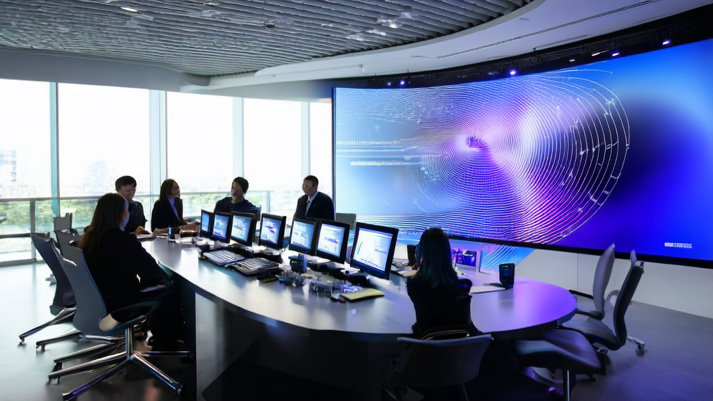 企业办公室内员工利用AI智能客户筛选技术进行高效获客